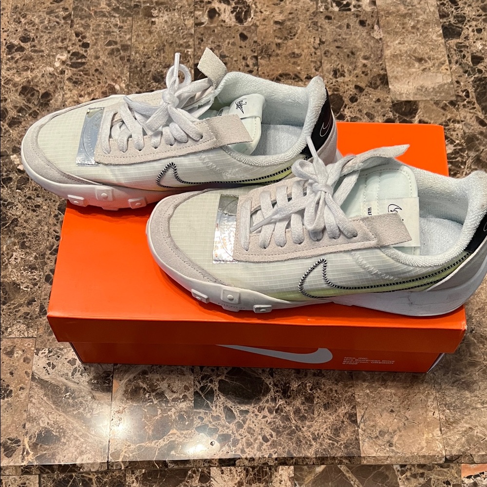 Nike White and Silver Athletic Shoes